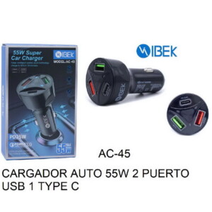 Cargador Auto Ibek Ac45