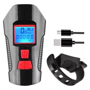 Luz Delantera Para Bici Con Pantalla Y Bocina Seisa Fy317