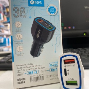 Cargador Para Auto Ibek 38W Ib-25421