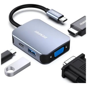 Cable Adaptador Tipo C a HDMI + VGA + USB 2.0*2 + USB 3.0 + PD BF-310