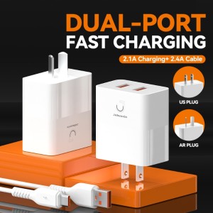 Cargador Juhuaxin JU-A12 2.1A con cable USB a V8